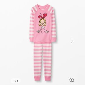 NWT Hanna Andersson Dr Seuss Grinch Cindy Lou Who Long John Pajamas Sz 6-7 120cm